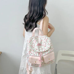 LIZAKOSHT - Backpacks for Women Sweet Y2k Aesthetic Students Fashion Ins Schoolbags All Match Girl Chic Flower Print Canvas Travel Backpack