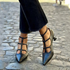 LIZAKOSHT - Suede Single Shoes Pointed Toe T-shaped Women's Shoes With Back Zip Summer Spring
