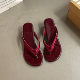 LIZAKOSHT - Designer Summer Women Wedges Heel Slippers Concise Street Style Dress Slide Ladies Non Slip Beach Vacation Clip Toe Sandalias