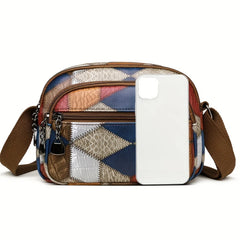 LIZAKOSHT - Vintage Crossbody Bag Fashionable And Trendy Patchwork Zipper Sling Bag With Font Pocket Ladies Messenger Bag
