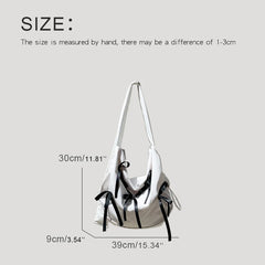 LIZAKOSHT - Korean Casual Half Moon Bag For Women Luxury Designer Handbag Purses 2024 New In Nylon Scarves Bow Large Capacity Cloth Shoulder