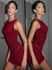 LIZAKOSHT  -  2025 Fashion Sexy Mini Dress Women's Patchwork Slim Bandage Sleeveless Party Dress Streetwear Female Bodycon Dress