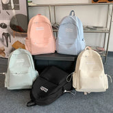 LIZAKOSHT - New Simple Solid Color Kawaii School Bag For Teenagers Girls Nylon Women Backpack Fashion Female College Student Travel Backpack