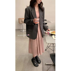 LIZAKOSHT - French Sexy Dress for Women in Spring Autumn Slim Fit Inner Layer Sweet Chic A-line Skirt New Trend