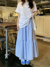LIZAKOSHT - Hot Sale Summer Long Skirts Women Plaid Loose Chic New Summer All Match Fashion 2024 Mujer Slim Gentle Vacation