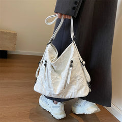 LIZAKOSHT - Vintage Large Crumpled Shoulder BackpackBags Crossbody Bags Women Handbags and Purses New Design Ladies Messenger Bags
