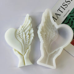 3D Heart With Wing Candle Silicone Mold Handhold Heart Handmade Gifts Plaster Resin Ornaments Mould Soap Candle Making Supplies