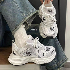 LIZAKOSHT - Women's Luxary Sneakers White Mesh Breathable Shoes for Women Sports Running Casual Platform Shoes Ladies Fitness Vulcanize Shoe