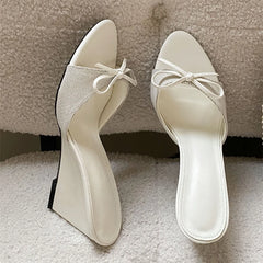 LIZAKOSHT - Sexy Elegant Wedges High Heels Open Toe Women Slippers Fashion Butterfly-kont Banquet Party Slide Shoes