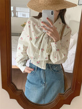 LIZAKOSHT - Korea Women Shirts Vintage Printed Florals Office Lady 2024 Loose Camping Work Wear Spring Casual Full Sleeve