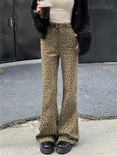 LIZAKOSHT - Hot Girls Women Flare Trousers Chic Spring Animal Printed 2023 New Vintage Office Lady Slim Leopard High Street