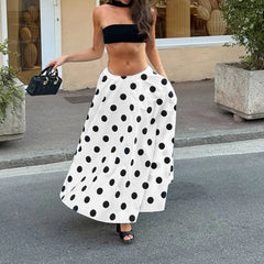 LIZAKOSHT - Elegant Polka Dot Print Skirts Casual Women's Low Waist A-line Skirts Streetwear Vacation Summer Clothes