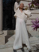 LIZAKOSHT - Ladies' Sexy Backless Shirt Back Opening Tie White Top Long Sleeved Loose Casual Cover Deep V Autumn Women's Clothing