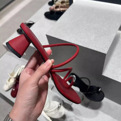 LIZAKOSHT - metal buckle clip toe women sandals high heels summer party shoes for woman narrow band gladiator sandalias mujer big size 43