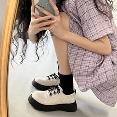 LIZAKOSHT - Plus Size 42 Women Shoes on Heel New Lolita Shoes Platform Shoes College Girls Casual Shoes Japanese JK Uniform Leather Shoes