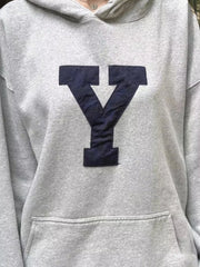 LIZAKOSHT - Casual Women Grey Embroidery Hoodies Fall Fashion Long Sleeves Sweatshirts Female Loose Pullovers