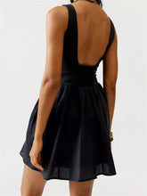 LIZAKOSHT - Women Dress Sleeveless Round Neck Backless Solid A-line Dress Summer Party High Waist Streetwear Female Vestidos