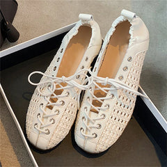 LIZAKOSHT - Hollow Out Round Toe Tabi Ballet Flats Heels Sandals Women Comfortable Walking Lazy Loafers Casual Girls Dance Shoes