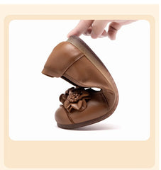 LIZAKOSHT - New Autumn Retro Mom Flats Floral Loafers Leather Ballet Flats Woman Non Slip Moccasins Ethnic Style Women's For Shoes