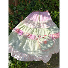 LIZAKOSHT - Japanese Vintage Patchwork Lace Floral Skirt Female Summer 2024 New Sweet Women Skirts Spring Loose Seaside Holiday Chic Skirts