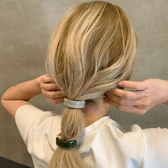 LIZAKOSHT - 1PC Design Rectangle Curved Acetate Hair Bands france Low Ponytail Beige Hair Rope Simple