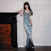 LIZAKOSHT  -  Summer Women Fashion Elegant Print Sexy Backless Sling Streetwear A-LINE Dress Female Casual Slim Sleeveless Pullover Dresses