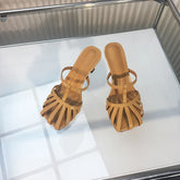 LIZAKOSHT  -  spring and summer new fashion high-heeled women's sandals square head wide sole women's shoes