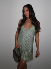 LIZAKOSHT - Fashion Sequin Tassel Mini Dress For Women Sleeveless O-neck Feather Female Dresses 2025 Summer Elegant Beach Female Ball Gown