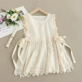LIZAKOSHT - Mori Gril Cotton Waistc Oat Women Summer New Wooden Ear Side Tie Age Reduction Fold Wear Vest