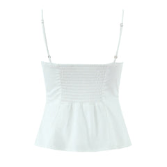 LIZAKOSHT - Sexy Cotton Spliced Lace O neck Camisole Camis Women Summer Elastic Back Tank Tops Side Zipper Girl Slim Waist Crop Top