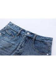 LIZAKOSHT - Women Blue Mini Denim Trouser Skirt Summer Casual Fashion Ladies Short Pocket Vacation Skirt Female Chic Bottoms