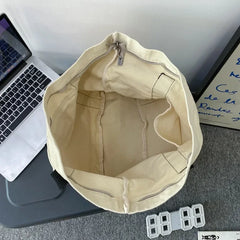 LIZAKOSHT - Women College Students High-capacity Shoulder Tote Bags Vintage Y2k Washed Canvas Bag Streetwear Grunge Casual Underarm Handbags