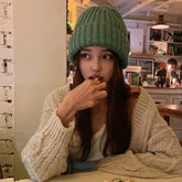 Lizakosht Winter Beanie Hat for Women Knit Cap Ins Fashion Keep Warm Wool Couple Cap Lady Thread Knitted Beanie Cold Twist Female Bonnet