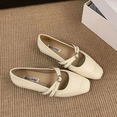 LIZAKOSHT  -  Women Flats Fashion Round Toe Slip On Ladies Elegant Mary Jane Shoes Soft Flat Heel Outdoor Dress Ballerin Shoes New Woman