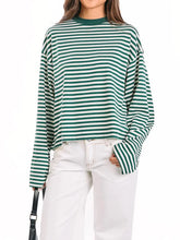 LIZAKOSHT - Elegant Striped Tops For Women O-neck Full Sleeve Loose Shirts 2025 Summer Fashion Female Daily Casual Oversize Outerwear