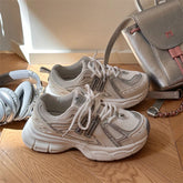 LIZAKOSHT - Women Breathable Mesh Mixed Colors Striped Design Thick Sole Platform Shoes High Quality Casual Sneakers Ladies Shoes