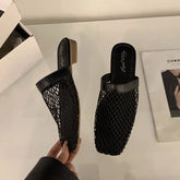 LIZAKOSHT - Summer Women Slippers Sexy Mesh Mules Shoes Indoor Home Slides Female Flats Shoes Beach Sandals Flip Flops New Woman Shoes