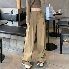LIZAKOSHT - Women Clothing Vintage Streetwear Y2K Oversized Wide Leg Cargo Pants Female Casual Solid High Waist Straight Trousers Pantalones