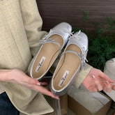 LIZAKOSHT - Women Flats Shoes Fashion Bow Knot Shallow Ballet Ladies Shoes Spring Footwear Casual Mary Jane Gold Sliver Red Ballerina Mujer