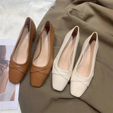 LIZAKOSHT - Shoes for Women Square Toe Ladies Summer Footwear with Medium Heels Moccasins Office Fashion Korean Style on Offer Shoe 39