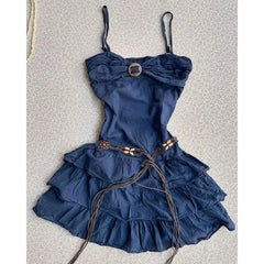 LIZAKOSHT  -  Y2k Sling Sexy Slim Goth Womens Dresses Vintage Punk Mini Short Dress Sweet Tube Top American Ball Gown Harajuku Backless 2000s