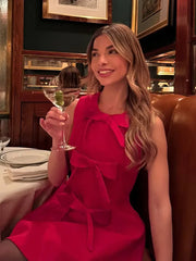 LIZAKOSHT - Fashion 3d Bow O Neck A-line Dresses For Women Elegant High Waist Sleeveless Dresses 2025 Spring Lady Evening Party Club Gowns