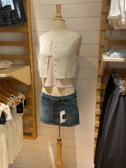 LIZAKOSHT - American Vintage Denim Mini Skirts Women Summer Fashion High Waist Straigth Short Faldas Casual Fashion Streetwear Cotton Skirt