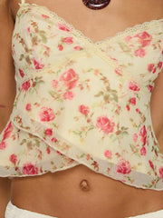 LIZAKOSHT - Bodycon Sexy Backless Camisole Floral Print Sleeveless Retro Summer Cropped Tops Elastic Hottie Women's Clothing