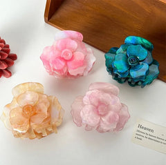 LIZAKOSHT  -  French Three-dimensional Camellia Hair Claw Acetate Elegant Rose Flower Crab Hair Clips Spring Hair Accessories for Women Girls