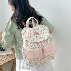 LIZAKOSHT - Backpacks for Women Sweet Y2k Aesthetic Students Fashion Ins Schoolbags All Match Girl Chic Flower Print Canvas Travel Backpack