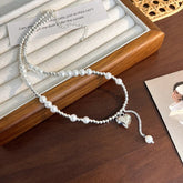 Lizakosht Korean Fashion Pearl Stitching Love Pendant Necklace For Women Girl Sweet Cool Spicy Girl Collarbone Wedding Party