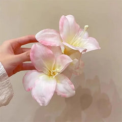 LIZAKOSHT - New Sweet Fairy Lily Flowers Hair Claw Beautiful Spring Large Crab Hair Clips Headdress for Woman Girls Beach Hair Accessories