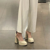 LIZAKOSHT - Platform High Heels for Women Lolita Mary Janes Shoes Spring New Ladies Round Toe Buckle Strap Pumps Elegant Female Shoes