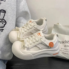 LIZAKOSHT  -  Small White Shoes Fashion Women's All-Match Clogs Platform Modis New Winter Creepers All-Match Winter Shoes Women Clogs Pla